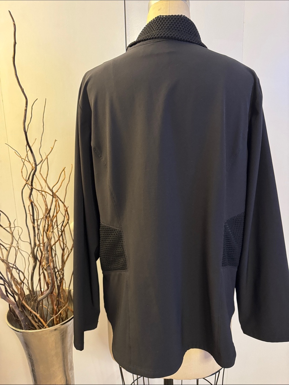 Chico’s Black Zip-Front Bomber Jacket with Knit Collar - Picture 4 of 7